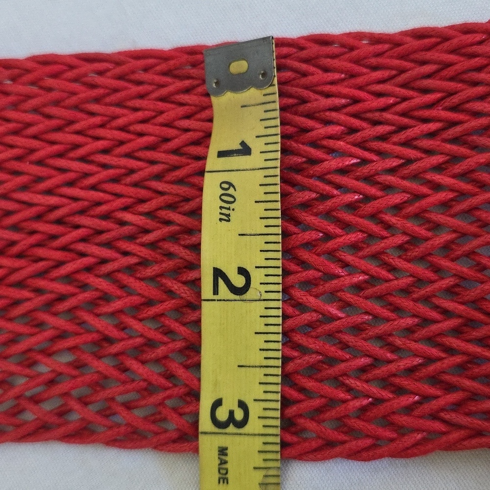 Vintage Red Leatherette Basket Weave Adjustable Buckle Belt - Picture 8 of 9
